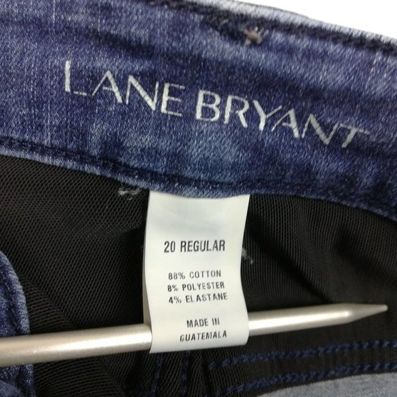 Lane Bryant Womens‎ Jeans Skinny Blue Dark Wash Distressed Whiskering Plus 20 - Picture 10 of 15